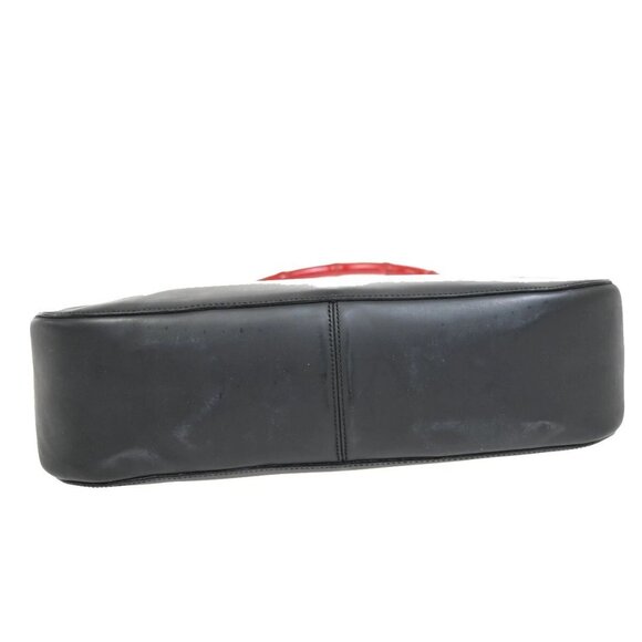 GUCCI Logo Bamboo Shoulder Hand Bag Leather Black Red Italy 61FB846 - Picture 6 of 16